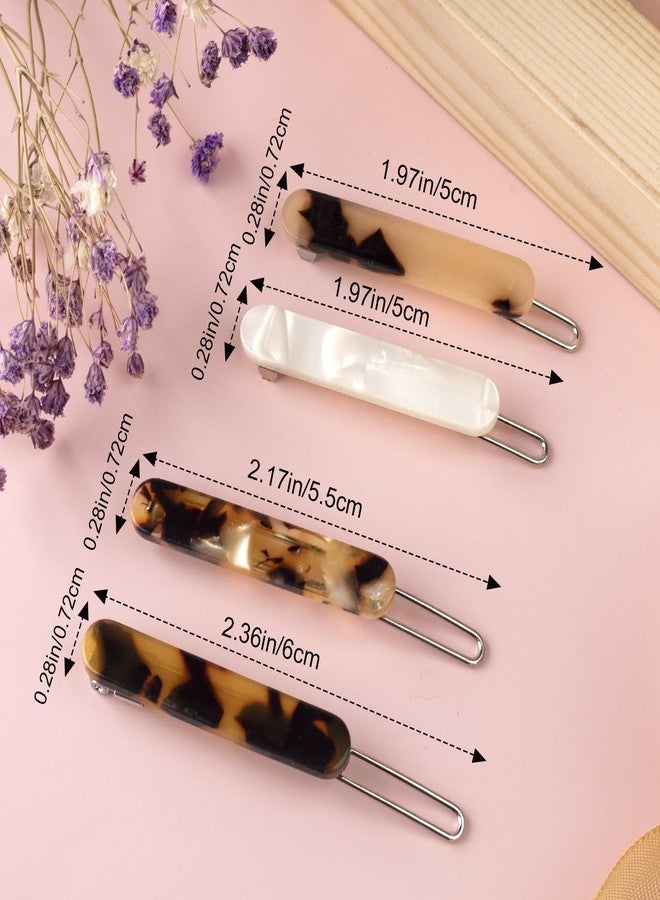 Mxxipp 4Pcs French Barrettes Slides Clips for Women Fine Hair 2 Inch Tortoise Shell No-slip Grip Clasp Classic Glossy Acrylic Hair Clips Ponytail Holders for Girls - Image 2